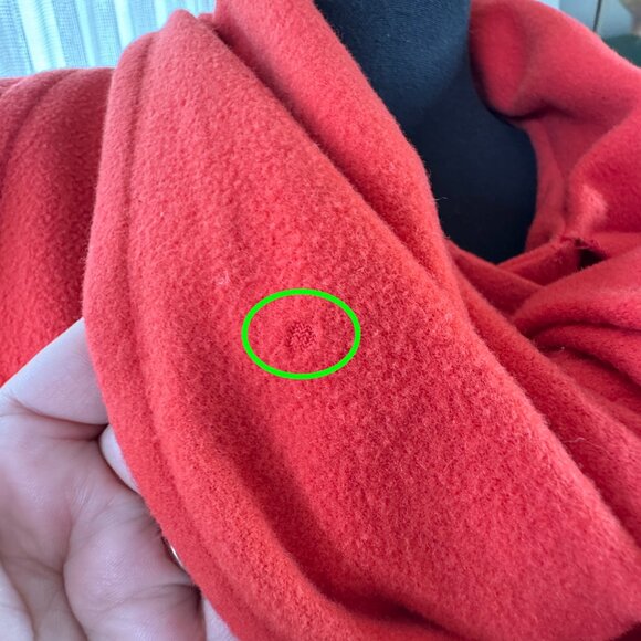 Vintage 80s coat, red, wool, nylon, cachemire, attached scarf, size 16/18 (L/XL) - Picture 12 of 16